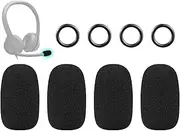 SOULWIT 4Pcs Protective Microphone Foam Cover Pop Filter for Logitech H390/G432/G733, G/H/G Pro/Zone Series Headphones, Mic Cover Windscreen - Black