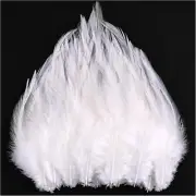 120Pcs 5-7" White Feathers for Crafts，Saddle Hackle Feather，Rooster Feathers Bul