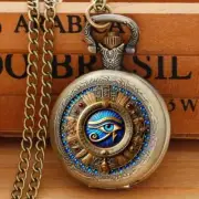 Vintage Compass Style Pocket Watch with Eye Design, Quartz Movement