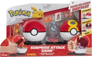 Pokemon Surprise Attack Game - Charmander #1 and Riolu - 2 Surprise Attack Balls - 6 Attack Disks - Toys for Kids - Great for All Fans, PKW2505