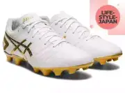 ASICS DS LIGHT 1103A068 122 White Rich Gold Soccer Cleats Men Shoes