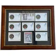 First Day Covers - signed by Don Bradman - framed - 63cm x 77cm