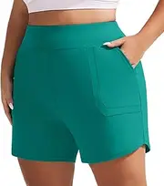 [Hanna Nikole] Women's Plus Size Swimsuit Shorts Elastic Swim Trunks Waist Swim Shorts