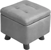 TOMVAES 30CM Cube Folding Ottoman, Pouffe Storage Box Lounge Seat Footstools with Hinge Top & Bottom Feet, Square Storage Ottoman Footrest Stool for Home Living Room Bedroom, 30 x 30 x 30CM