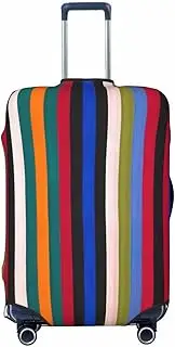 [CADREWY] Colored Stripes Vertical Print Travel Suitcase Cover Luggage Protector with Elastic Anti Scratch for Carry On, Black, Medium
