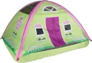 Vibrant Pink Kids Cottage House Bed Tent with Safe Super Poles & Mesh Panels
