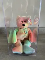 Rare ORIGINAL Peace Bear 1996 - Retired TY Beanie Baby NEWSEALED
