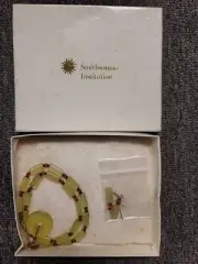Smithsonian Institution .925 Jade Coin Pendant Asian 18" Necklace Earring Set