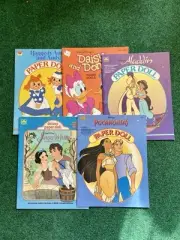 Vtg Disney Lot 5 Paper Doll Aladdin Daffy Duck Pocahontas Snow White Raggedy Ann