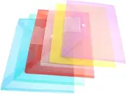 TEMPNAP 6Pcs Transparent Document Organizer Bags Thick File Pockets with Button Closure Portable Plastic Storage Folders for Office School and Travel Multi Colored Mix