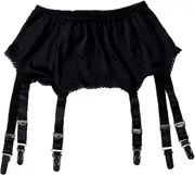 Womens Suspender Garter Belt High-Waisted Suspender 6-Strap Belts for Stockings Size 6 8 10 12 14 16 18 20 22 24 26 28 Black M