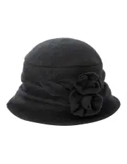 [Gregory Ladner] Cloche Hat With Flowert in Black