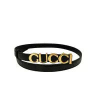 在飛比找ETMall東森購物網優惠-Gucci 金Logo細版腰帶/皮帶(751600-黑)