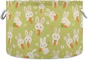 Yoogain Green Cute Rabbits Cartoon storage basket folding and waterproof fabric storage baskets bins with sturdy handle rack cute canvas for blanket nursery bathroom