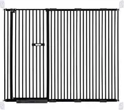 riin Extra Tall 150cm Baby Pet Security Gate Metal Safety Guard Tension Pressure Mounted for Children Dog Kitten Adjustable Width Range 175-185cm Largest Gap Between Bars 42mm Model B442 Black
