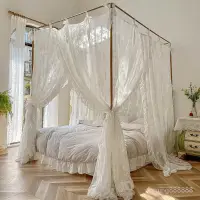 在飛比找蝦皮購物優惠-新款公主風蕾絲 宮廷蚊帳1.8m床傢用 三開門落地烤漆支架蚊