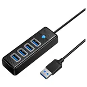 [PW4U-U3-10-BK] Slim 4 Port USB Hub, Indicator light, USB Protective Jacket, 1m Cable