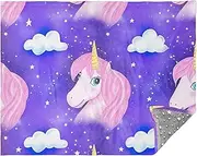 Unicorn Pink Mane Purple Cloud Custom Soft Blankets and Throws Cars Sofa Couch Blankets for Women Colorful Fleece Cozy 70x55 Inch