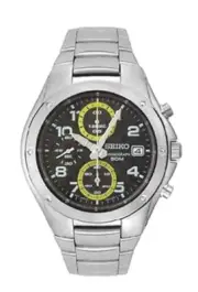 SEIKO Chronograph SND575 SND575P1 Men Checkers Black Dial Steel Quartz Watch