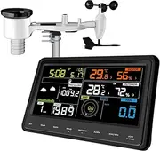 ECOWITT WS2910 Wi-Fi Weather Station Color Display With Wireless Outdoor Solar Powered 7-in-1 Sensor (Thermo-Hygrometer/Rain Gauge/Wind Speed/Wind Direction, Light and UV)