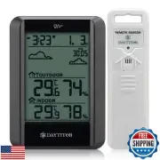 DAYTITOR Wireless Digital Hygrometer Indoor/Outdoor Thermometer,High Precisio