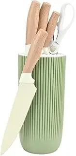 Kitchen Knife Set 6-Piece Professional Stainless Steel Knife Set & Block (Olive)