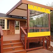 Outdoor Transparent Waterproof PVC Tarpaulin Curtain Gazebo Porch Garden Balcony Weatherproof Tarpaulin Panel with Grommets Customizable Size 2.8x2.8m Thickness 0.3mm