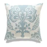 White With Sea Blue Print And Microgel Feather Like Insert Pillow