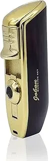 JOBON Lighter Triple Flame Torch with Built in Cigar Punch (Butane Gas Not Included) (Brown with Gold)