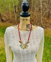 NWOT Handmade One Of A Kind Healing Red Turquoise Stones With Compressed Stones