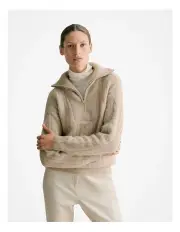 [Trenery] Alpaca Merino Blend Half Zip in Stone
