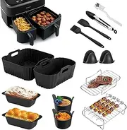 Hot Air Fryer Accessories for Philips Dual Basket 3000 Series 9L (6L/3L), Pack of 14 Reusable Philips Airfryer 3000 Dual Basket Accessories, Silicone Mould Airfryer Accessory Set