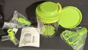 New Tupperware Smooth Chopper Pull-Cord Top with Whisk & Blade Quick Chef~Green
