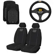 Caterpillar Canvas Seat Cover Steering Wheel Cover & Floor Mat Set