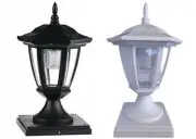 4 Pcs Black/White Hexagon Post Cap Light w/Six Solar SMD LED Cap Light 5X5 Base