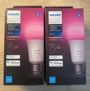 Phillips Hue 75-Watt Equivalent A19 Smart LED Color Changing Light Bulb (2 Pack)