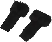[WATIIFUFU] Wool Sleeves Fingerless Gloves for Women Arm Warmers Women Winter Detachable Wrist Warmers Women Black Gloves with Fur Warm Wrist Women's Coat Acrylic Dark Grey