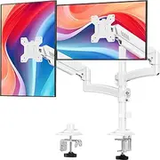 Dual Monitor Stand for Desk, Taller Monitor Arms for 2 Screens up to 32 inch, Ergonomic Adjustable Gas Spring Double Computer Monitor Mount, Holds 4.4-22lbs, VESA 75/100mm, White, Freelift