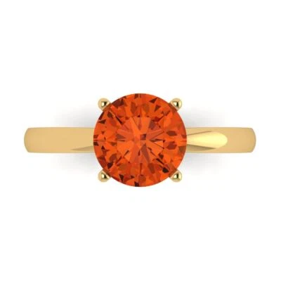 2Ct Round Cut Red Gemstone Gold Solitaire Engagement Promise Statement Ring
