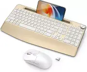 Ergonomic Wireless Keyboard and Mouse with Wrist Rest，Phone Holder - 2.4Ghz Full