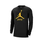 NIKE 長袖上衣 ESSENTIAL JORDAN NBA 男款 黑 黃 洛杉磯湖人 LAL 寬鬆 棉T FN1269-010