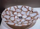Oval Shape Marble Bathroom Wash Basin Smoky Quartz Resin Art Unique Sink for Bar