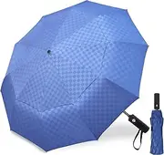 62 Inch 10 Ribs Large Waterproof Golf Umbrella, Oversize Automatic Open/Close Double Canopy Vented Sturdy Umbrella for Travel, UV Protection Windproof Sun & Rain Compact Lightweight Folding