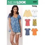 Simplicity Easy Pattern 6891 Misses Pull-On Tops with Variations at Sleeve Si...