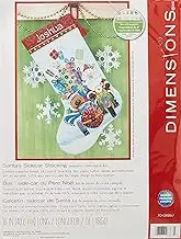 Dimensions Counted Cross Stitch 'Santa's Sidecar' Personalized Christmas Stocking Kit, Light Blue Aida, 16", by The Yard, 14 Count