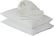 Berklan Linen Sheets Queen Size 100% French Natural Flax with Stone Washed 16 Inch Deep Pocket Ultra Breathable (1 Flat, 1 Fitted Sheet and 2 Pillowcases Off-White Queen)