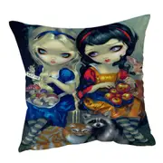 Funny Fantasy Art Alice and Snow White Cushion Cover