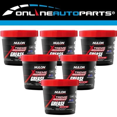 6 x Nulon Xtreme Performance L80 Grease Tub 450G - L80-T for Tow Balls