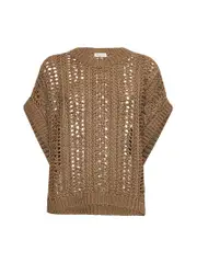 Brunello Cucinelli Ribbed Net Jumper L,M Brown
