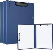 Filing Envelopes 5 Pcs A4 Folder with Double Clips Can Be Folded Writing Pad Data Storage Office Supplies Plastic Folders(Blue)